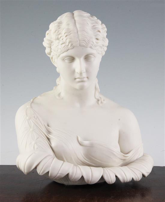 A Victorian parian bust of Clytie, third quarter 19th century, 11.25in.
